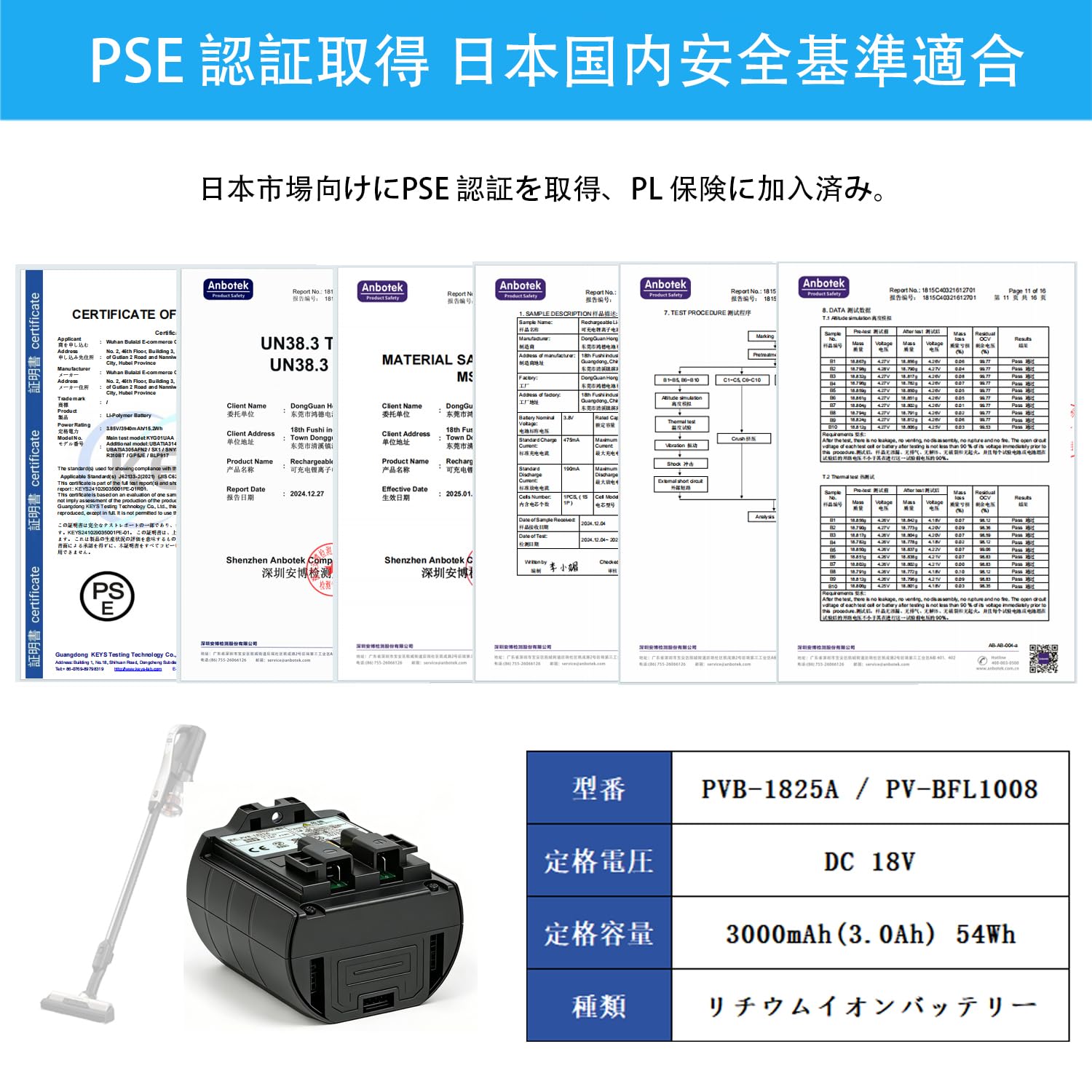 Amazon.co.jp: 3000mAh PVB-1825A PV-BFL1008 掃除機用バッテリー for